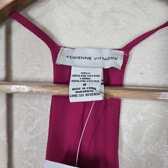 Adrienne Vittadini Maxi Slip Dress 8 Fuschia Pink V Neck Spaghetti Straps READ - Picture 9 of 13